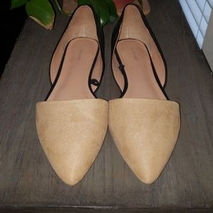 NEVER WORN! Black and tan faux suede D'orsay flats